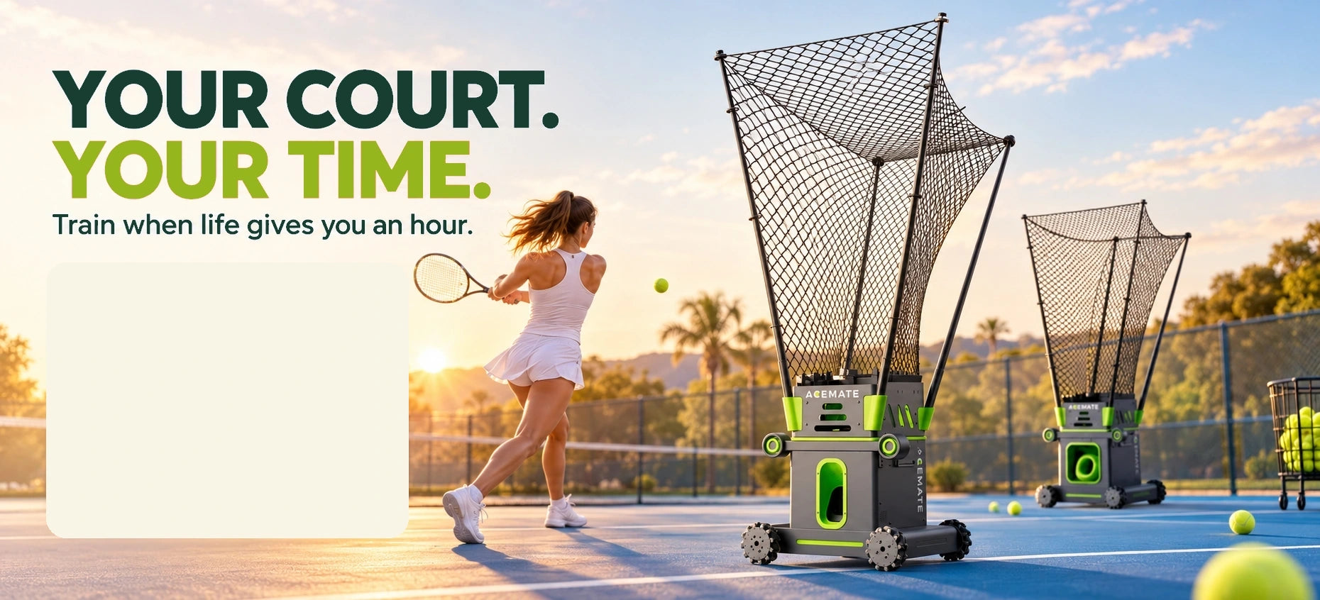 Your court. Your time. Train when life gives you an hour. Acemate S10 and S10 Pro on court.