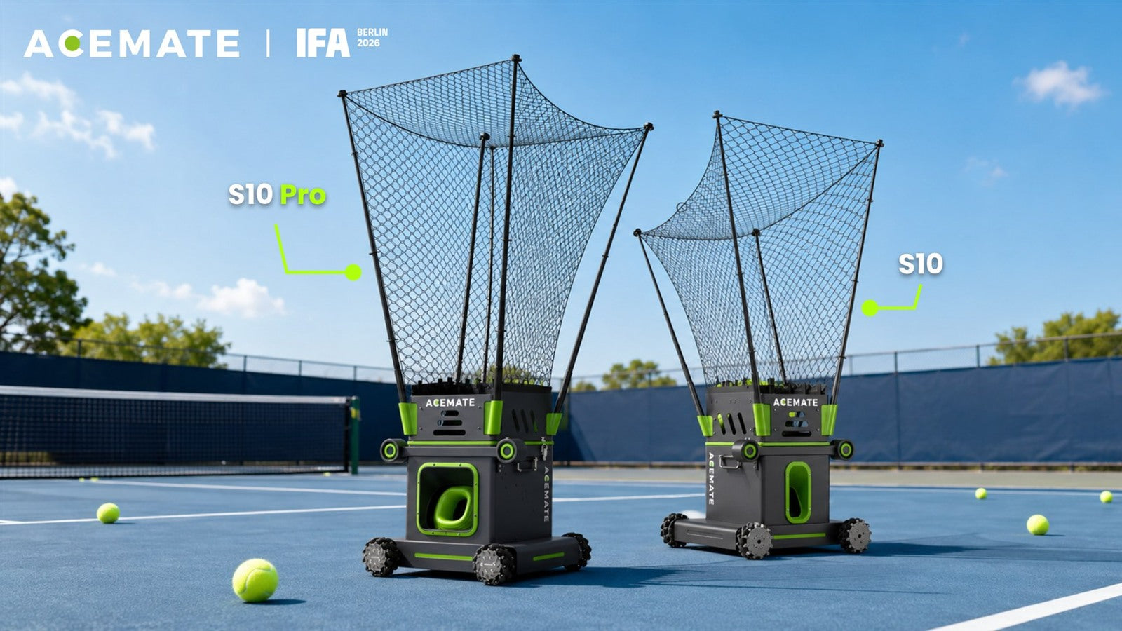 Acemate S10 Pro and S10 tennis robots at IFA Berlin 2026