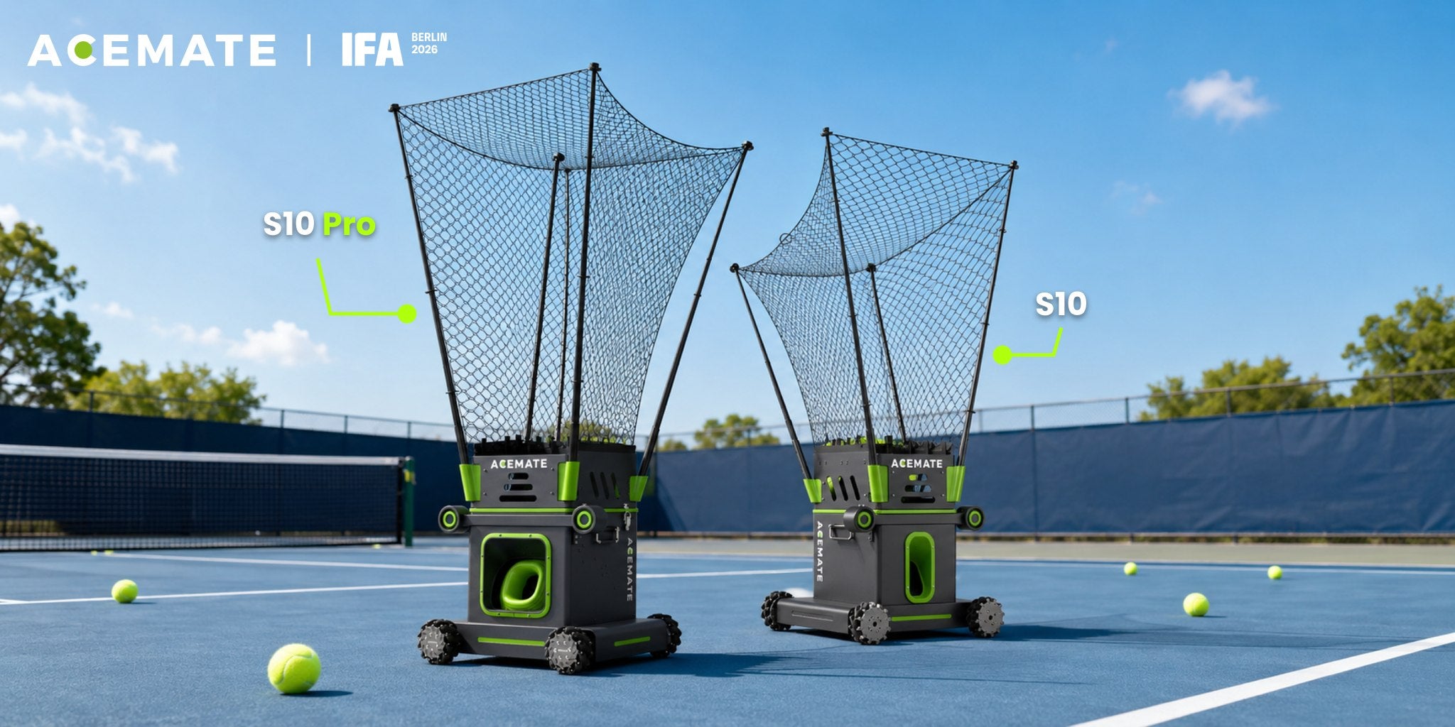 Acemate S10 Pro and S10 tennis robots at IFA Berlin 2026